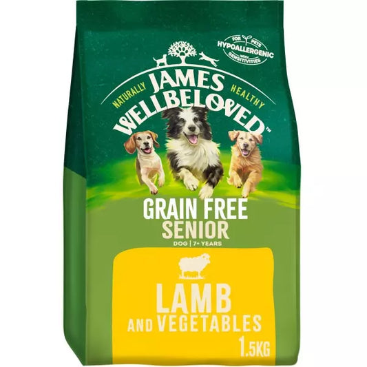 James Wellbeloved Grain Free Senior Dry Dog Food Lamb & Veg - 1.5kg