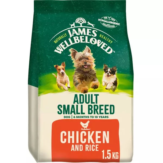 James Wellbeloved Adult Small Breed Dry Dog Food Chicken & Rice - 1.5kg