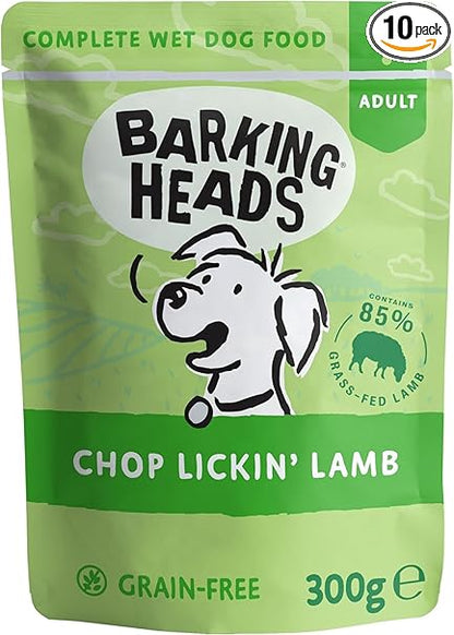 Barking Heads Chop Lickin Lamb Pouch (Formally Bad Hair Day tins) - ( 300g  x 10	)