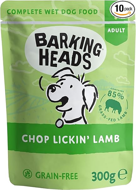 Barking Heads Chop Lickin Lamb Pouch (Formally Bad Hair Day tins) - ( 300g  x 10	)
