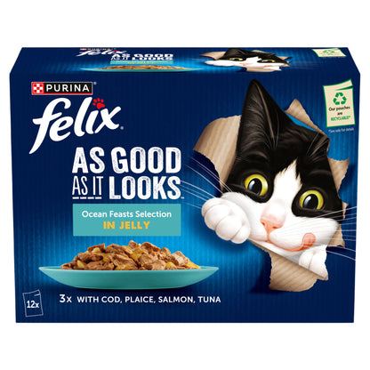 FELIX As Good As it Looks Ocean Feasts Wet Cat Food ( 12 × 85g ) × 4