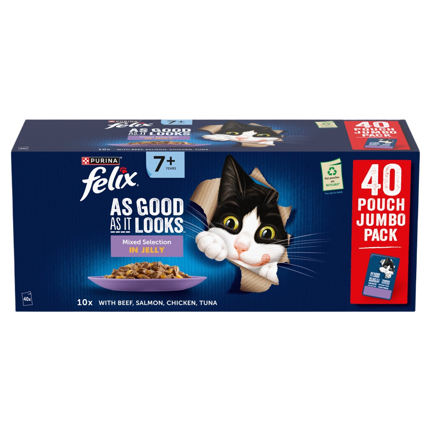 FELIX As Good As it Looks Senior 7+ Mixed in Jelly Wet Cat Food ( 40pk × 85g )
