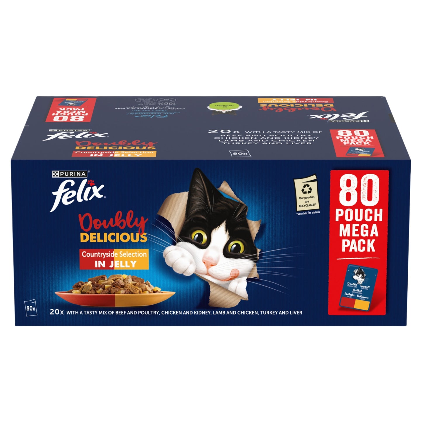 FELIX Doubly Delicious Countryside Selection Wet Cat Food ( 80pk × 85g )