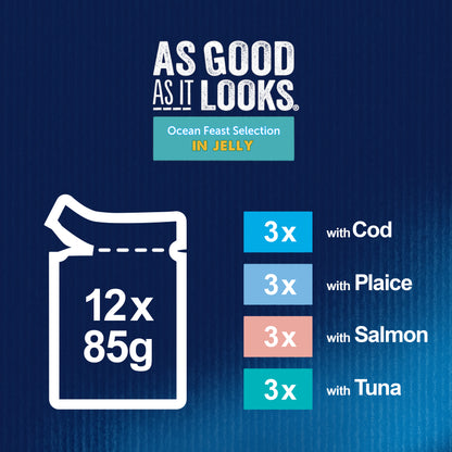 FELIX As Good As it Looks Ocean Feasts Wet Cat Food ( 12 × 85g ) × 4