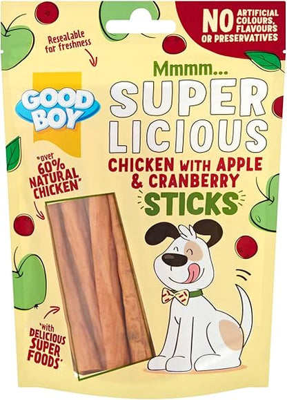 Good Boy Chicken with Apple & Cranberry Sticks - (100g x 12)