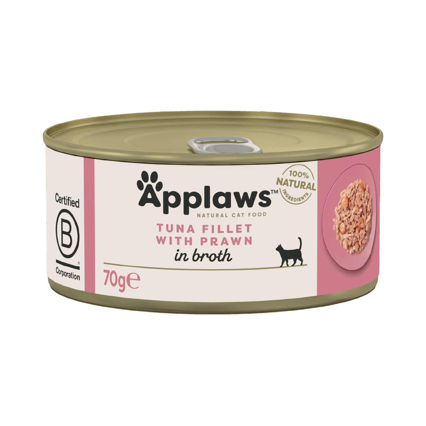 Applaws Natural Wet Adult Cat Food Tuna Fillet with Prawn in Broth ( 70g × 24 )