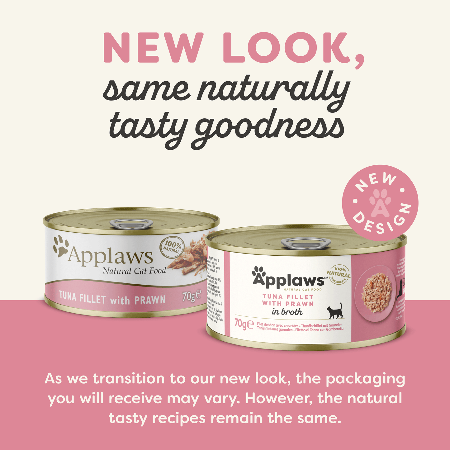 Applaws Natural Wet Adult Cat Food Tuna Fillet with Prawn in Broth ( 70g × 24 )