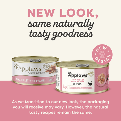Applaws Natural Wet Adult Cat Food Tuna Fillet with Prawn in Broth ( 70g × 24 )