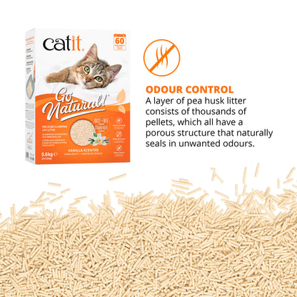 Catit Go Natural Pea Husk Clumping Litter Vanilla Cat Litter - 5.6kg