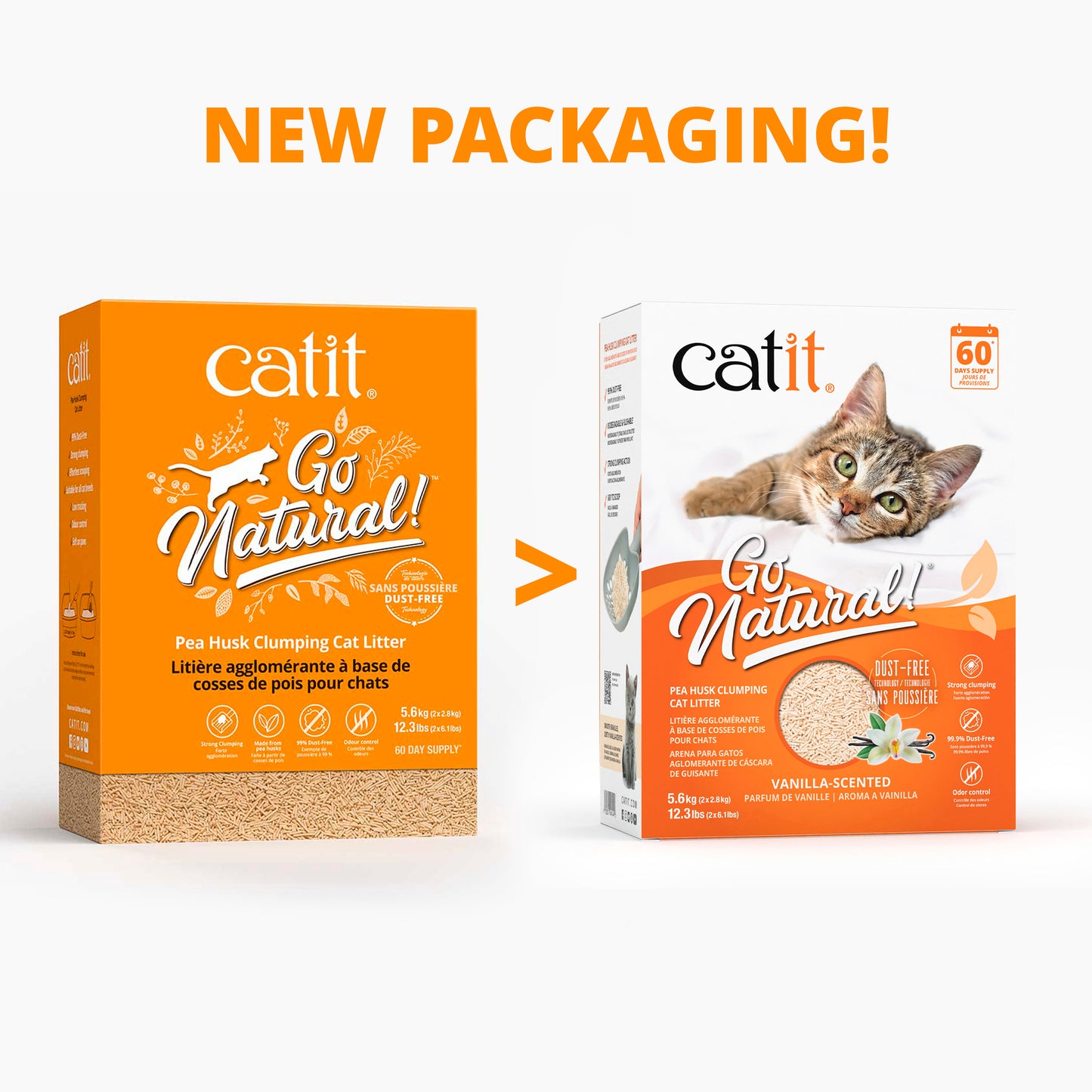 Catit Go Natural Pea Husk Clumping Litter Vanilla Cat Litter - 5.6kg