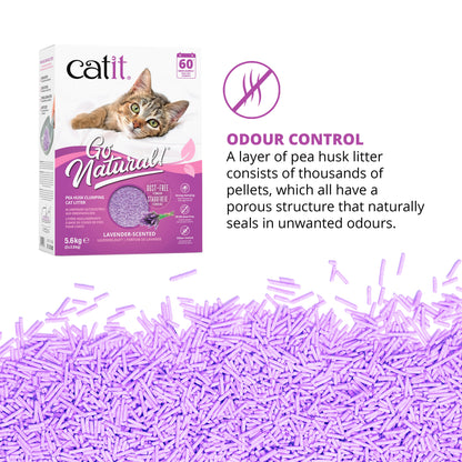 Catit Go Natural Pea Husk Clumping Litter Lavender Cat Litter , 5.6kg