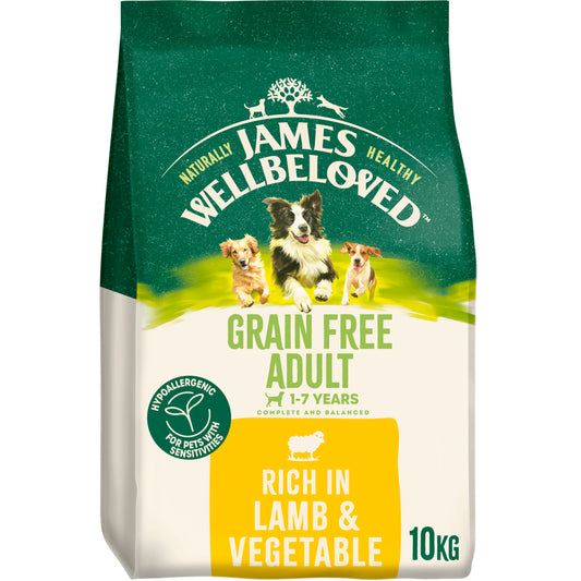 James Wellbeloved Grain Free Adult Dry Dog Food Lamb & Veg - 10kg