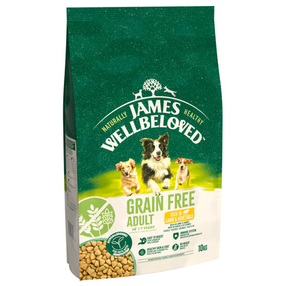 James Wellbeloved Grain Free Adult Dry Dog Food Lamb & Veg - 10kg