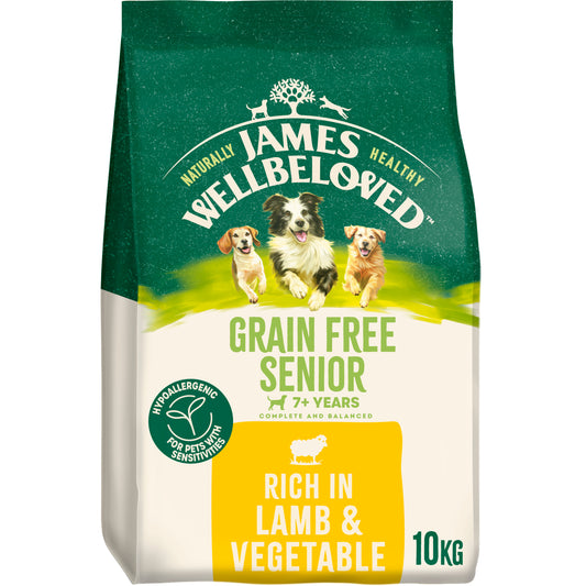 James Wellbeloved Grain Free Senior Dry Dog Food Lamb & Veg - 10kg