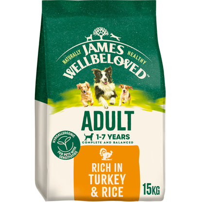 James Wellbeloved Adult Dry Dog Food Turkey & Rice - 15kg