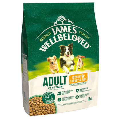 James Wellbeloved Adult Dry Dog Food Turkey & Rice - 15kg
