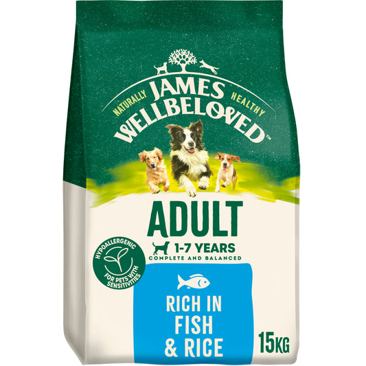 James Wellbeloved Adult Dry Dog Food Fish & Rice - 15kg
