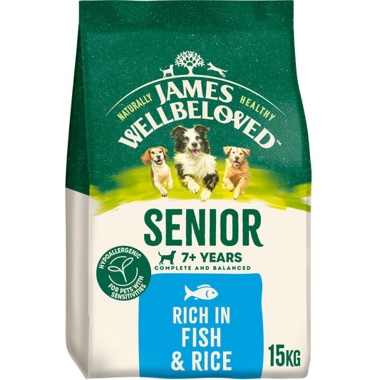 James Wellbeloved Senior Dry Dog Food Fish & Rice - 15kg