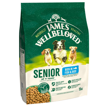 James Wellbeloved Senior Dry Dog Food Fish & Rice - 15kg