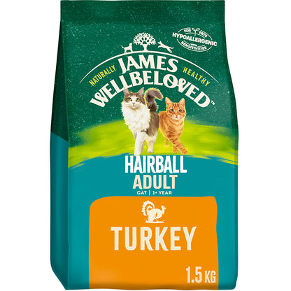 James Wellbeloved Hairball Adult Dry Cat Food Turkey - 1.5kg
