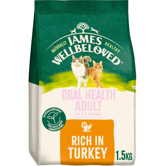 James Wellbeloved Oral Health Adult Dry Cat Food Turkey - 1.5kg