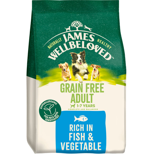 James Wellbeloved Grain Free Adult Dry Dog Food Fish & Veg - 10kg