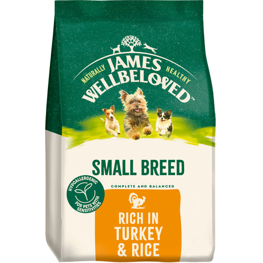 James Wellbeloved Adult Small Breed Dry Dog Food Turkey & Rice - 7.5kg