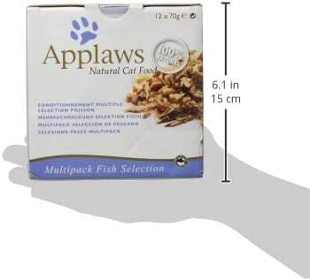 Applaws Natural Wet Cat Food, Multipack Fish Selection in Broth 70 g Tin (Pack of 12)