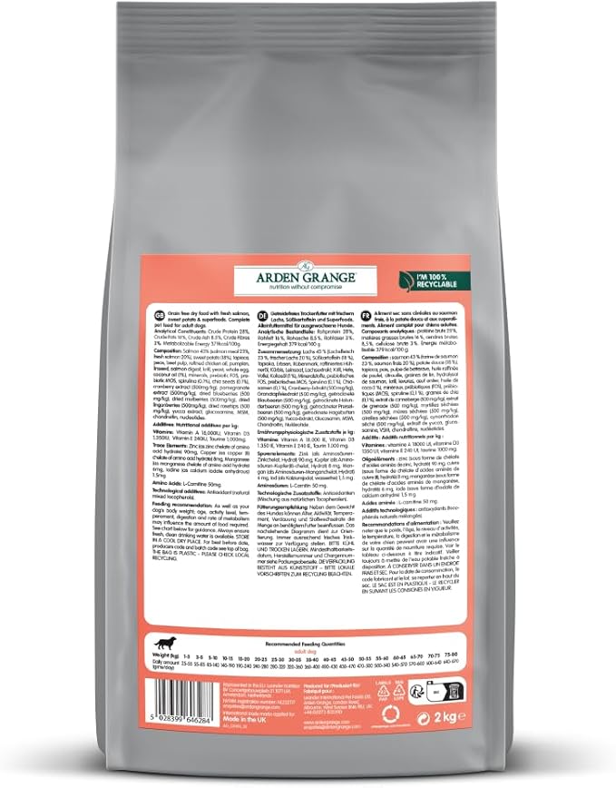 Arden Grange Adult Dog Grain Free Salmon & Superfoods - 2kg