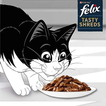 Felix Tasty Shreds Mixed Selection in Gravy Wet Cat Food ( 12 Pack × 80G ) - 4 packs
