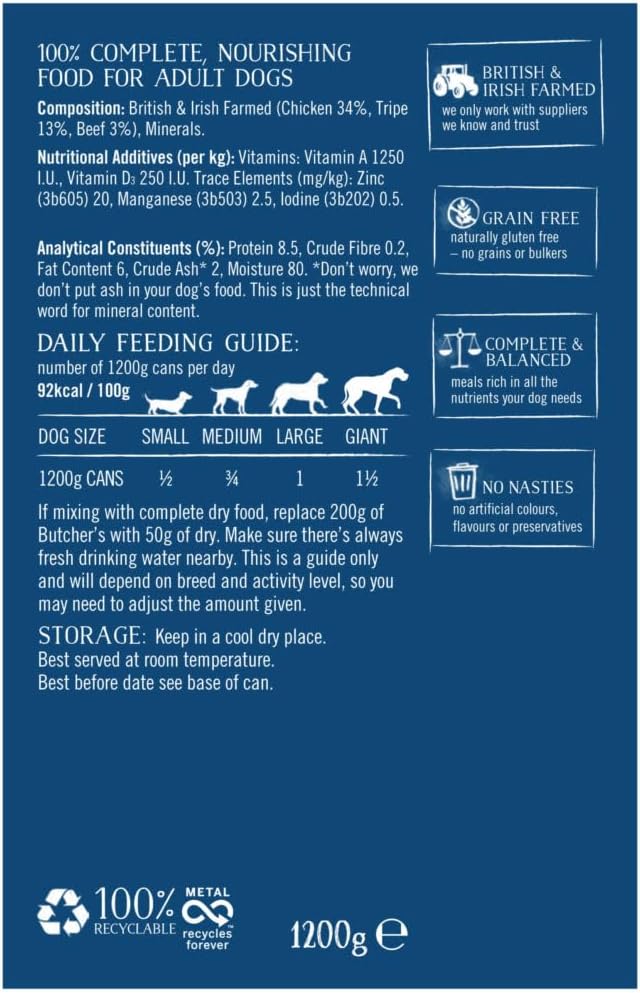 Butcher's Tripe Dog Food Can - 1.2kg x 6