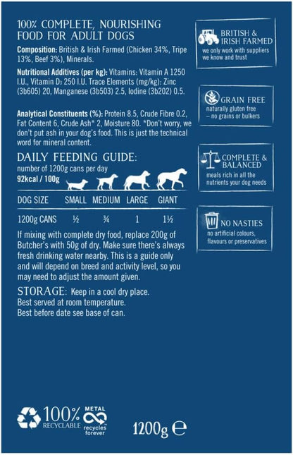 Butcher's Tripe Dog Food Can - 1.2kg x 6