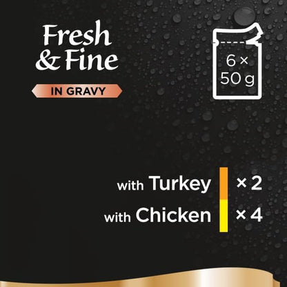 Sheba Fresh & Fine Wet Cat Food Pouches Chicken & Turkey in Gravy ( 6x50g )x8 Packs