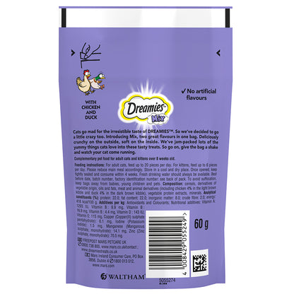 Dreamies Mix Cat Treats with Tasty Chicken & Delectable Duck ( 60g x 8 )