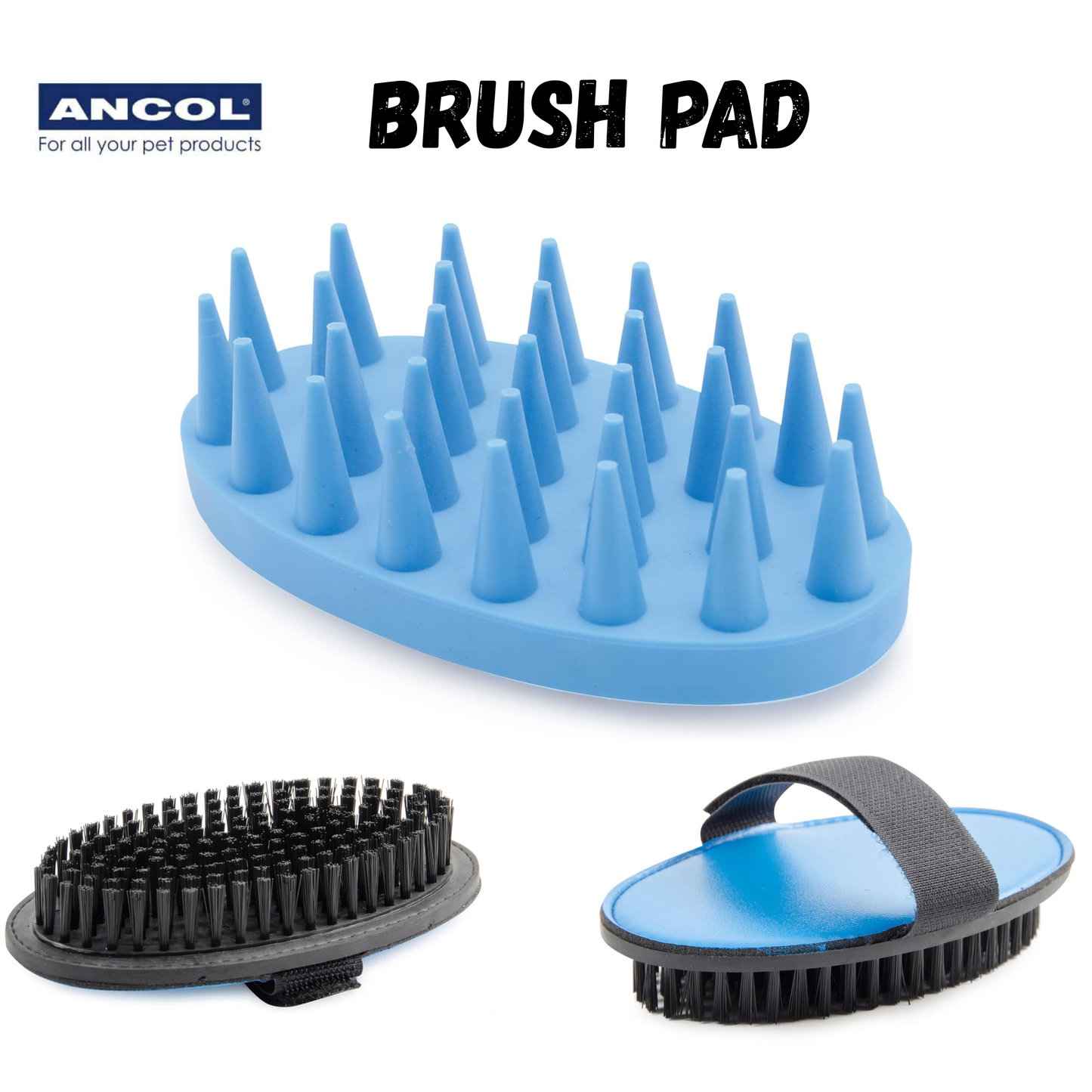 Ancol Dog & Cat Ergo Palm Grooming Pads for pets – Bristle, Massage & Pin Pad