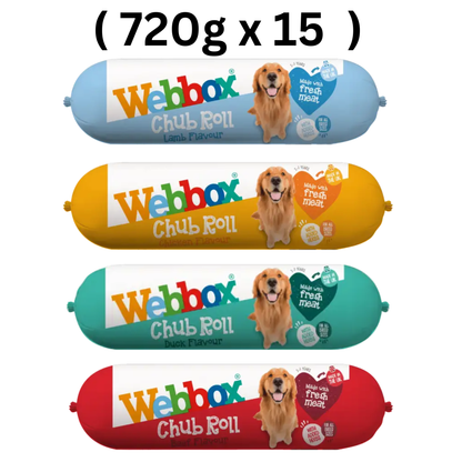 Webbox Chub Dog Food Mixed Flavours Chicken Beef Duck Lamb ( 720g x 15 )