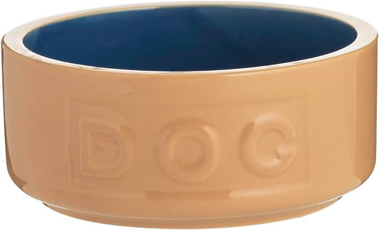 Mason Cash Cane and Blue Lettered Dog Bowl, 13 cm