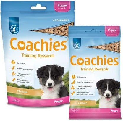 COACHIES Puppy Training Treats 200g, Chicken Flavour, Semi-Moist Low Calorie Dog Training Treat Reward, Soft & Healthy Treats, Perfect to use with...
