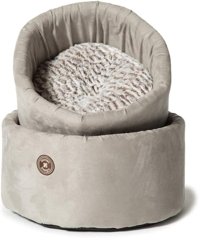 Danish Design Arctic Cream Faux Suede Removable Cushion Machine Washable Cat/Kitten Cosy Bed