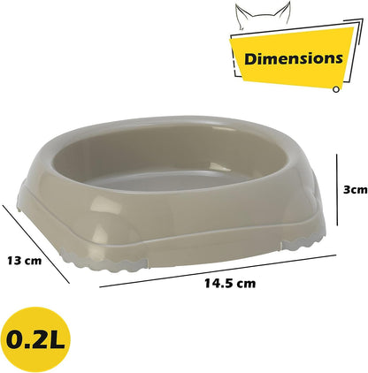 Grey Pet Bowl 0.2L Kitten Cat Dog Feeder Water Dish Feeding Non Slip