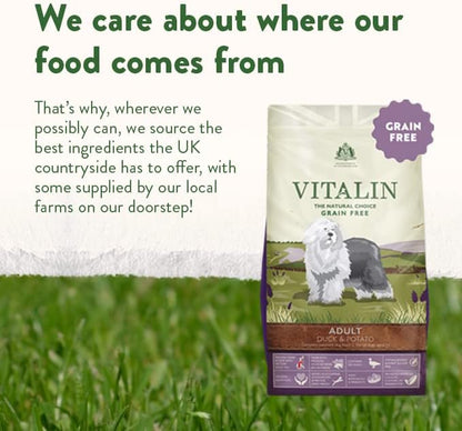 Vitalin The Natural Choice Complete Dry Grain Free Adult Dog Food Duck and Potato