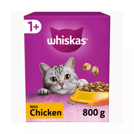 Whiskas 1+ Chicken Adult Dry Cat Food (800g × 5)