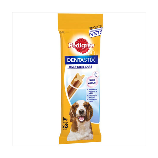Pedigree Dentastix Daily Adult Medium Dog Treats 3 x Dental Sticks 77g ( 3 stk x 18 )