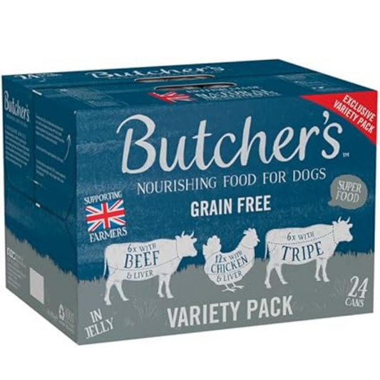 Butcher's Variety Recipes in Jelly Dog Food Cans 24pk - 400g