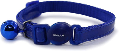 Ancol Gloss Reflective Cat Collar with safety buckle Blue,Red,Silver , 20-30cm