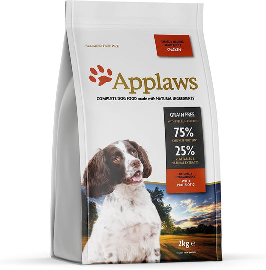 Applaws Complete and Grain Free Dry Dog Food for Adult Medium and Small Dogs, Chicken, 2kg