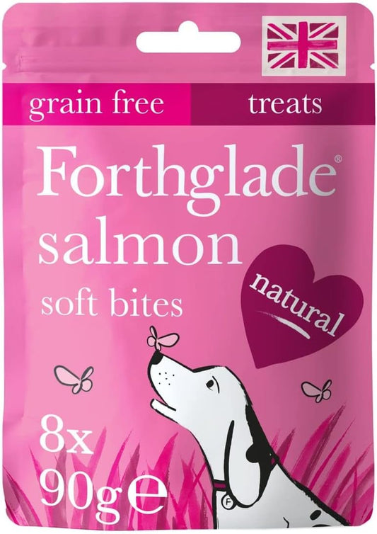 Forthglade Natural Dog Treats - Grain Free Soft Bites Salmon Treats (8 x 90g)