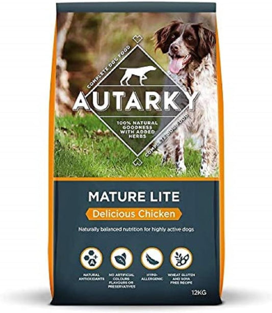 Autarky Hypoallergenic Mature Lite Delicious Chicken Dry Dog Food for Senior Dogs, 12 kg