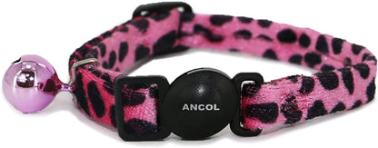 Ancol Acticat Velvet Leopard Print Cat Collar, Pink 20-30cm