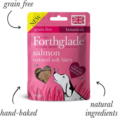 Forthglade Natural Dog Treats - Grain Free Soft Bites Salmon Treats (8 x 90g)